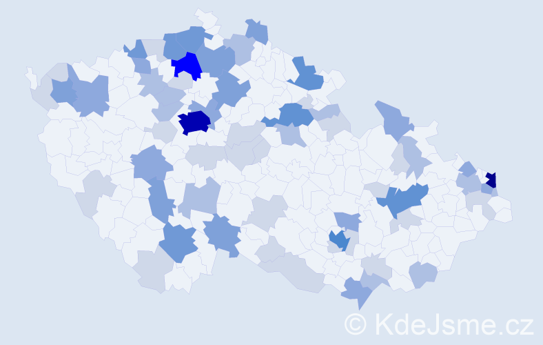 Příjmení: 'Antal', počet výskytů 183 v celé ČR