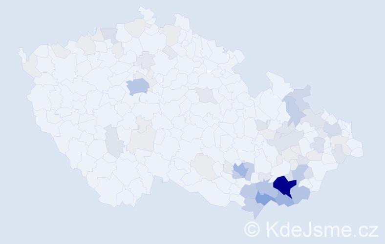 Příjmení: 'Křiváková', počet výskytů 290 v celé ČR