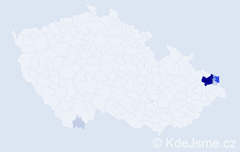 Příjmení: 'Buglová', počet výskytů 34 v celé ČR