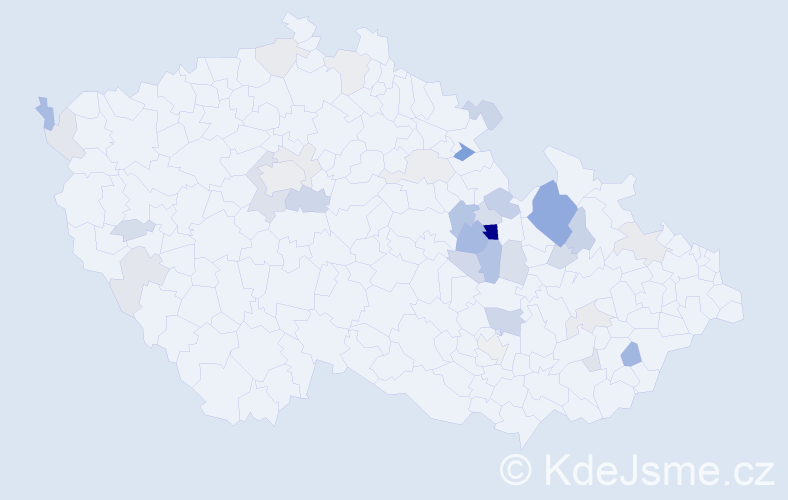 Příjmení: 'Habrmanová', počet výskytů 75 v celé ČR
