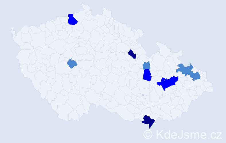 Příjmení: 'Csontos', počet výskytů 17 v celé ČR