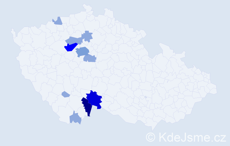 Příjmení: 'Uraj', počet výskytů 27 v celé ČR