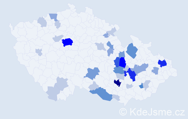 Příjmení: 'Kalandra', počet výskytů 96 v celé ČR