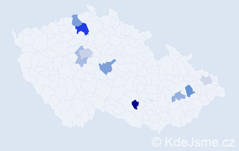 Příjmení: 'Kodajová', počet výskytů 15 v celé ČR