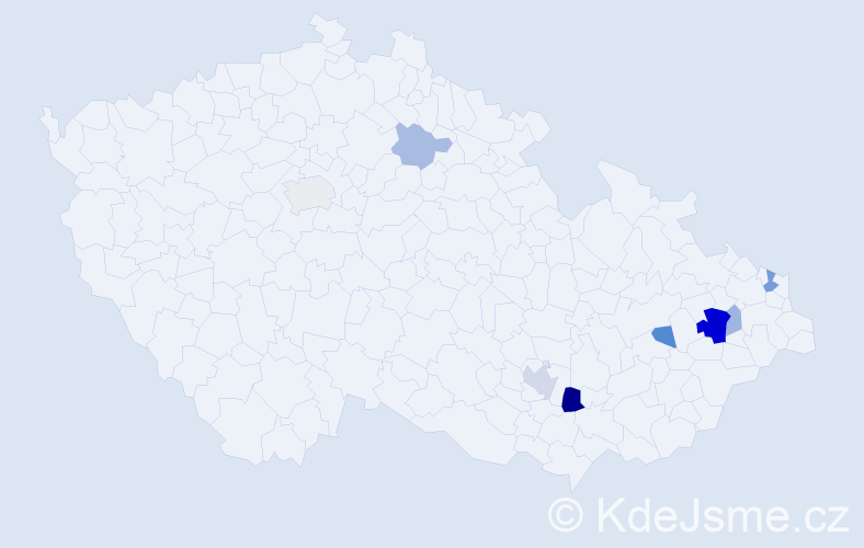 Příjmení: 'Tyraj', počet výskytů 17 v celé ČR