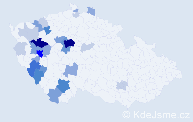 Příjmení: 'Koura', počet výskytů 89 v celé ČR