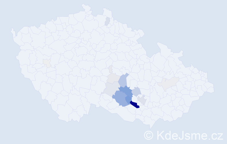 Příjmení: 'Obršlíková', počet výskytů 60 v celé ČR