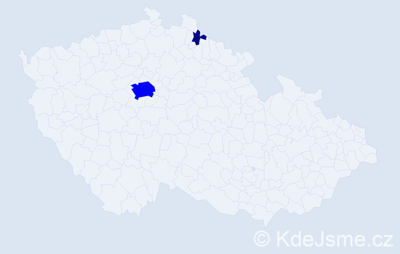 Příjmení: 'Hodbod', počet výskytů 3 v celé ČR