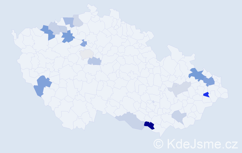 Příjmení: 'Mačuga', počet výskytů 35 v celé ČR