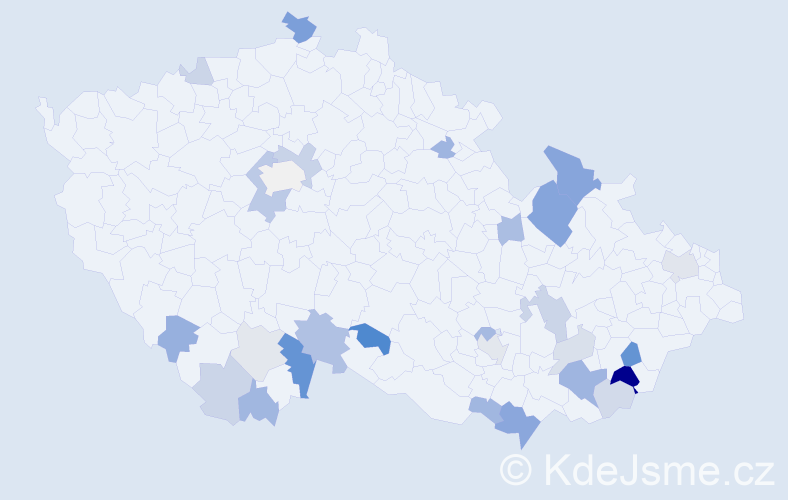 Příjmení: 'Merčák', počet výskytů 57 v celé ČR