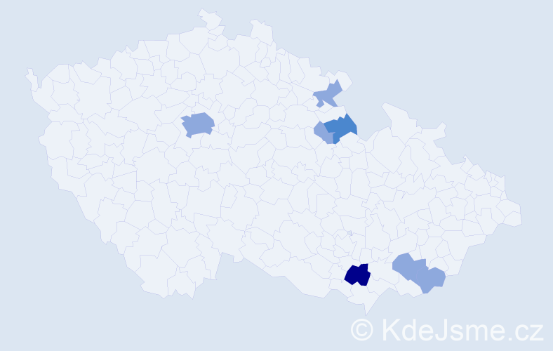 Příjmení: 'Klecandrová', počet výskytů 12 v celé ČR