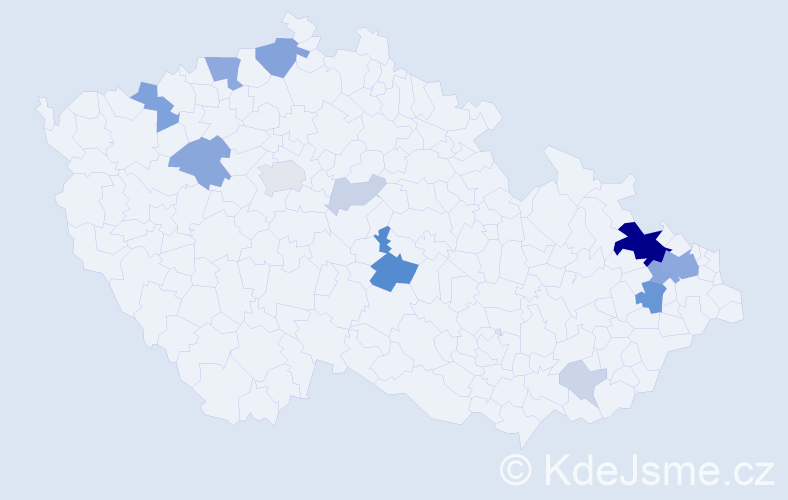 Příjmení: 'Zahelová', počet výskytů 44 v celé ČR