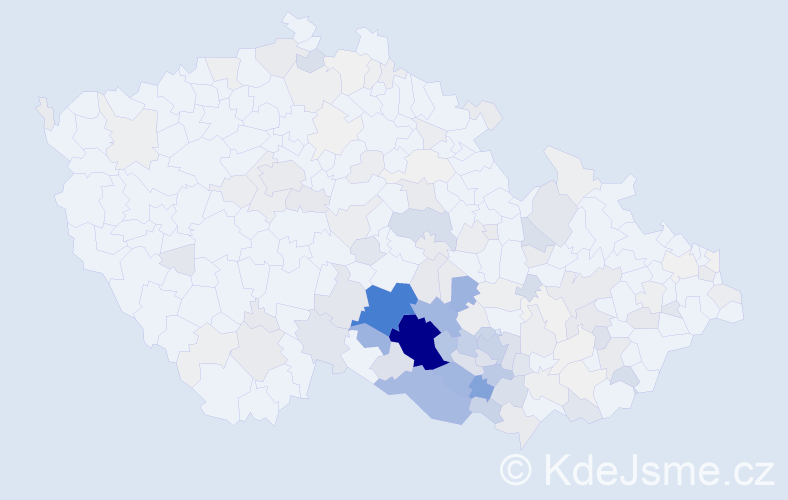 Příjmení: 'Cahová', počet výskytů 740 v celé ČR