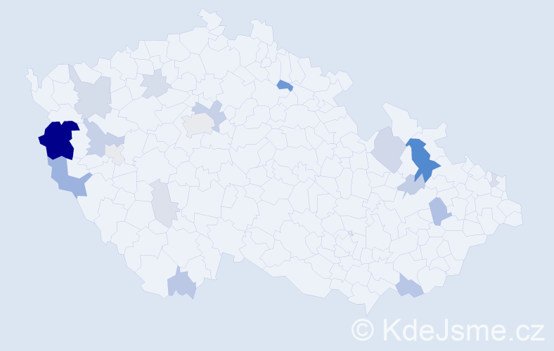 Příjmení: 'Kopča', počet výskytů 53 v celé ČR