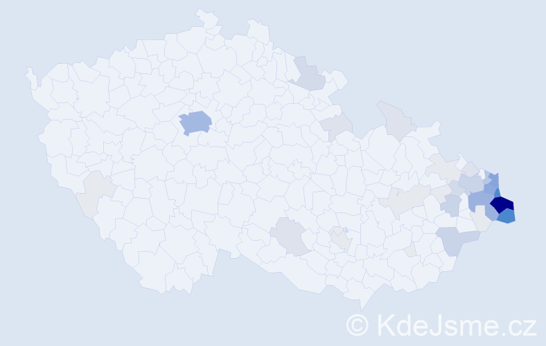 Příjmení: 'Walek', počet výskytů 182 v celé ČR