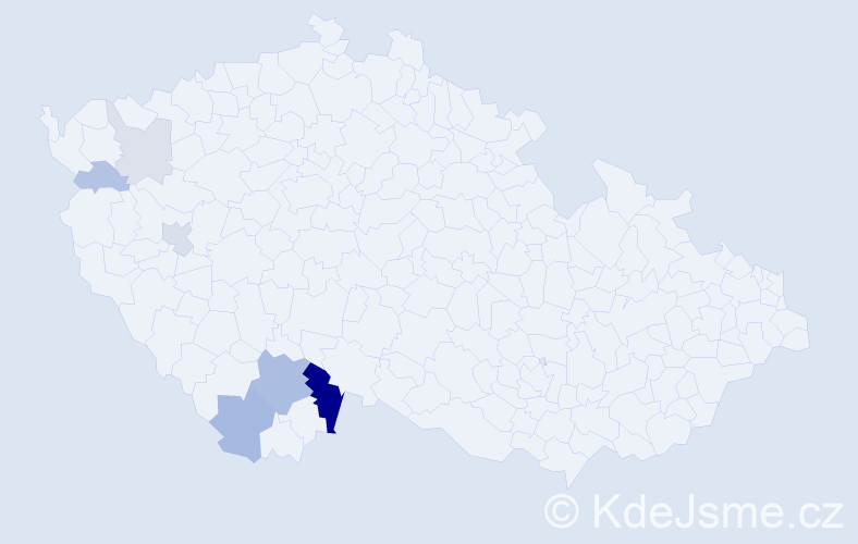 Příjmení: 'Wipplinger', počet výskytů 19 v celé ČR