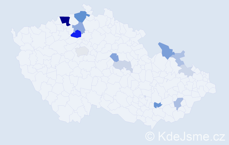 Příjmení: 'Mít', počet výskytů 38 v celé ČR