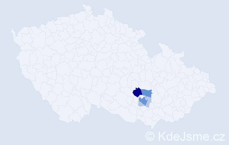 Příjmení: 'Kreslíková', počet výskytů 20 v celé ČR