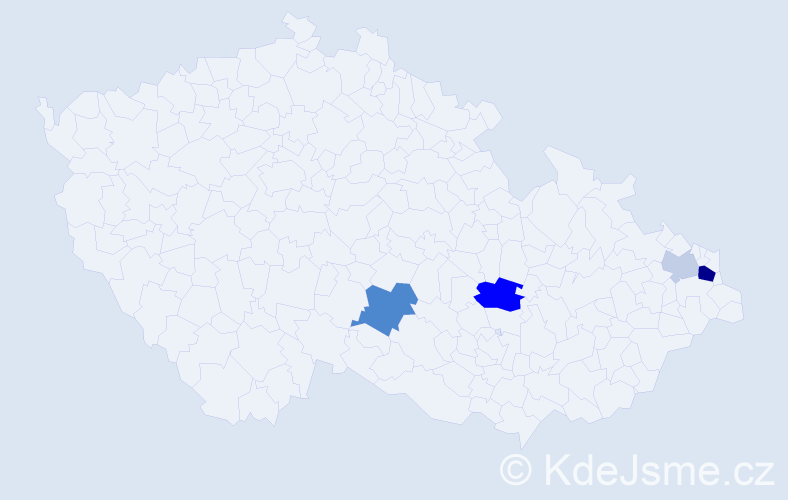 Příjmení: 'Bohanus', počet výskytů 9 v celé ČR