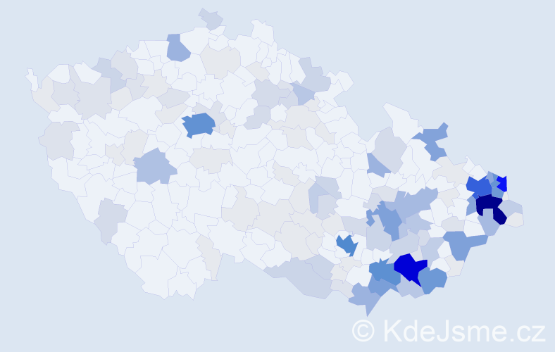 Příjmení: 'Uherková', počet výskytů 569 v celé ČR