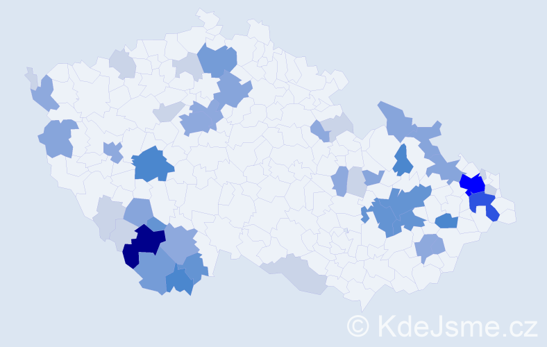 Příjmení: 'Čajanová', počet výskytů 138 v celé ČR