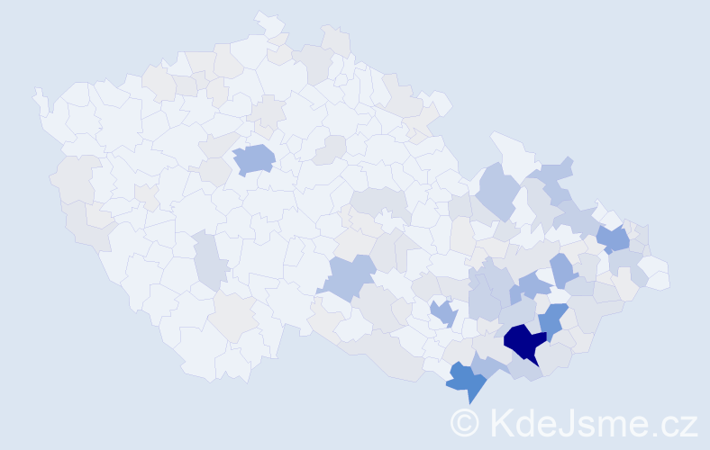 Příjmení: 'Bartošíková', počet výskytů 572 v celé ČR