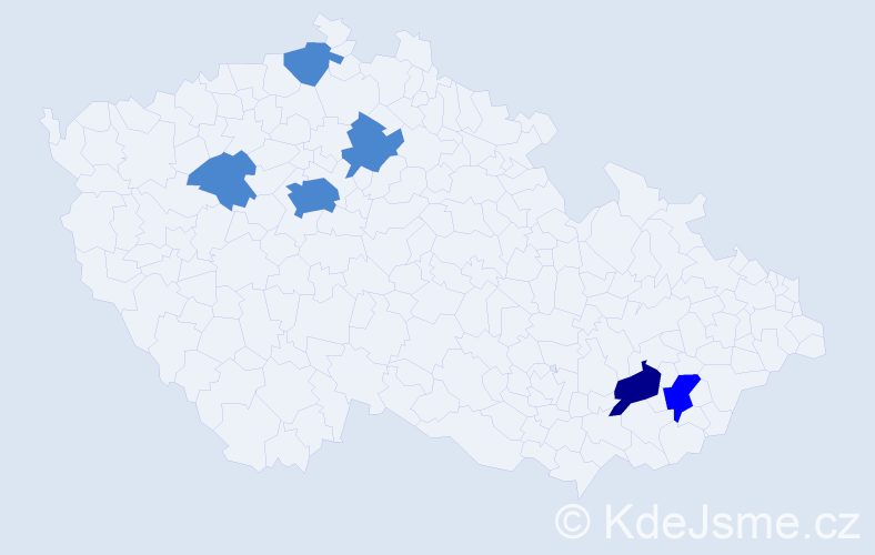 Příjmení: 'Bittóvá', počet výskytů 9 v celé ČR