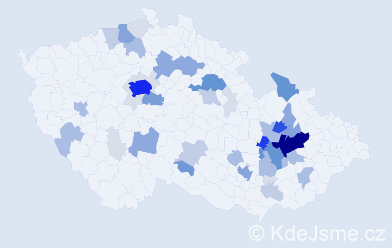 Příjmení: 'Muzikant', počet výskytů 175 v celé ČR