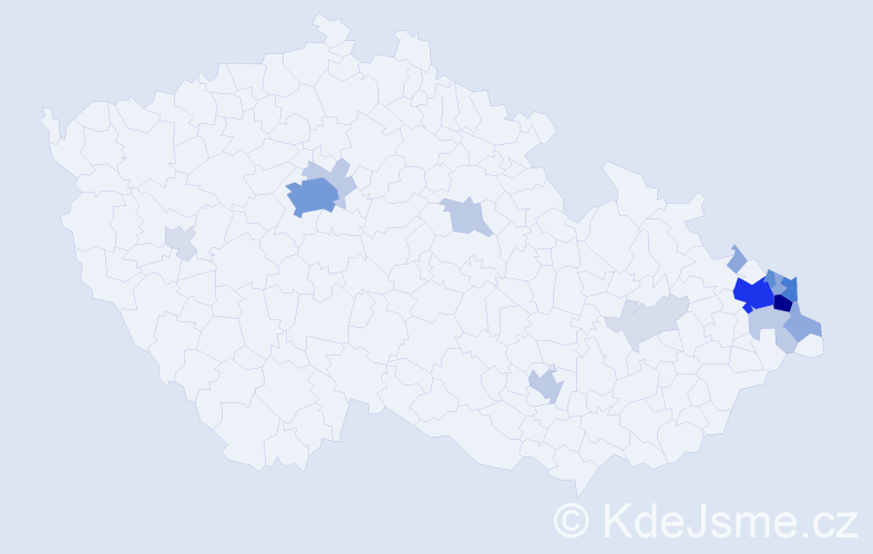 Příjmení: 'Danel', počet výskytů 80 v celé ČR