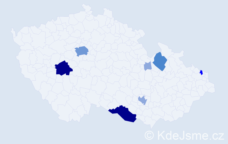 Příjmení: 'Kluk', počet výskytů 23 v celé ČR