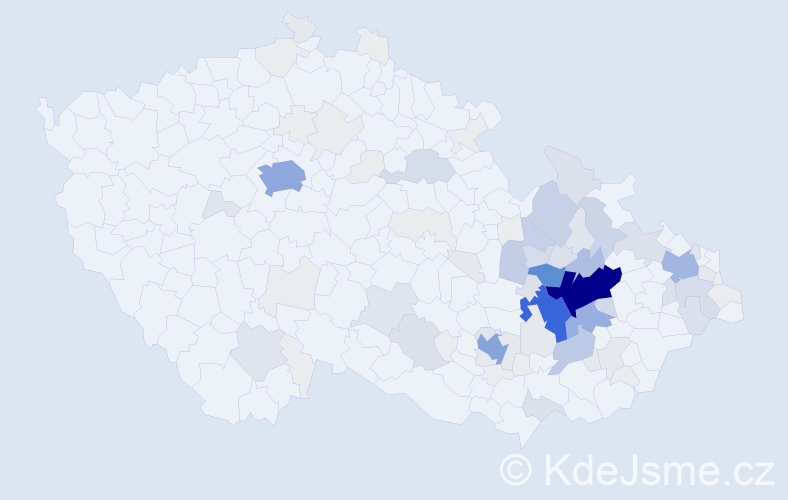 Příjmení: 'Přidalová', počet výskytů 417 v celé ČR