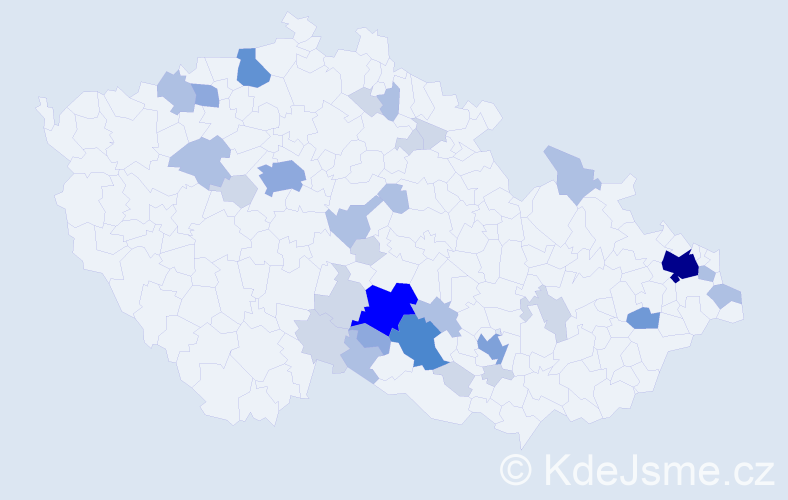 Příjmení: 'Netolička', počet výskytů 88 v celé ČR