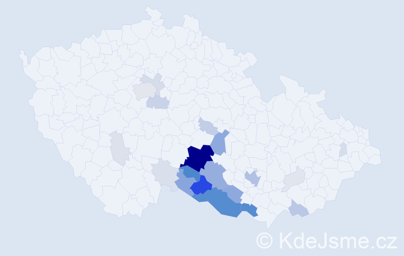 Příjmení: 'Obrdlík', počet výskytů 114 v celé ČR