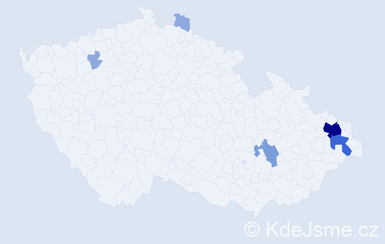 Příjmení: 'Pazděra', počet výskytů 15 v celé ČR