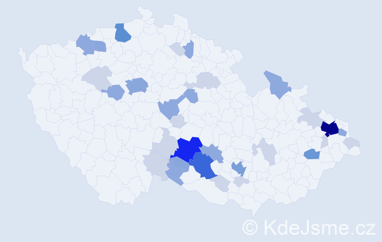 Příjmení: 'Netolička', počet výskytů 86 v celé ČR