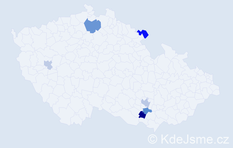 Příjmení: 'Kušlová', počet výskytů 8 v celé ČR