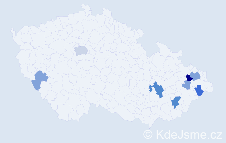 Příjmení: 'Vilčáková', počet výskytů 19 v celé ČR