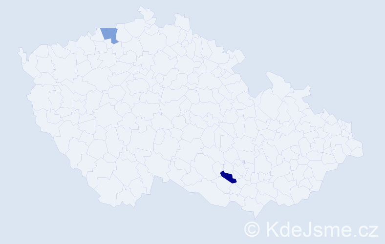 Příjmení: 'Vandličková', počet výskytů 2 v celé ČR