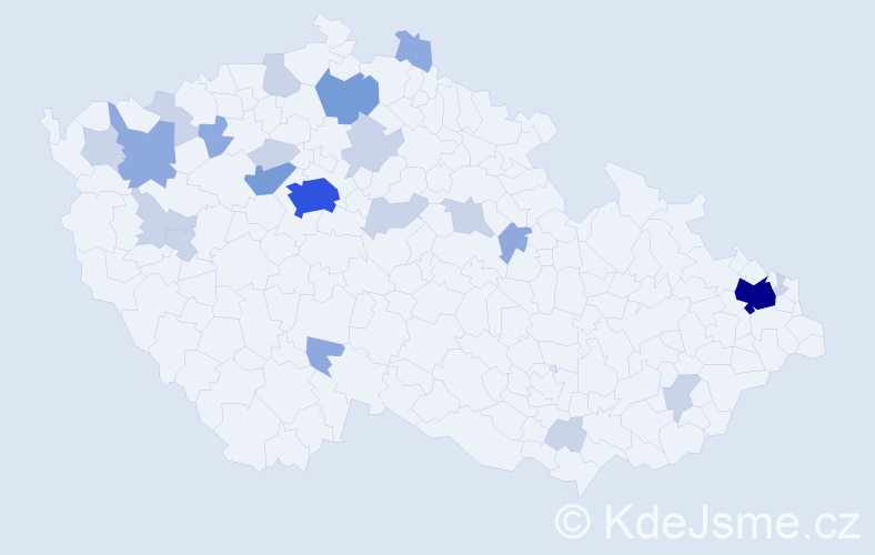 Příjmení: 'Hribová', počet výskytů 51 v celé ČR
