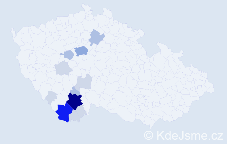 Příjmení: 'Kamlachová', počet výskytů 40 v celé ČR
