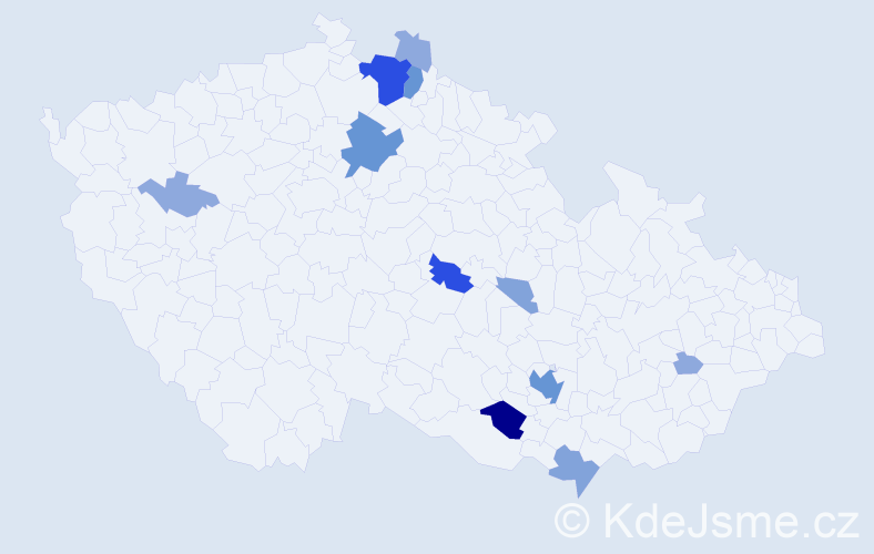 Příjmení: 'Valecký', počet výskytů 34 v celé ČR