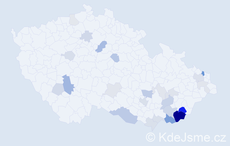 Příjmení: 'Kopuncová', počet výskytů 64 v celé ČR