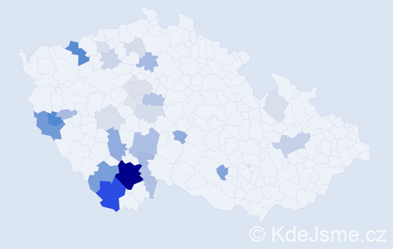Příjmení: 'Reitinger', počet výskytů 90 v celé ČR