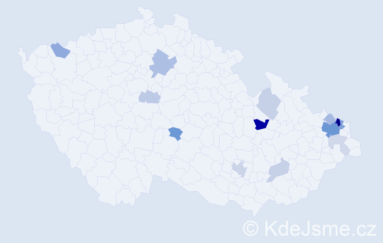 Příjmení: 'Děrglová', počet výskytů 34 v celé ČR