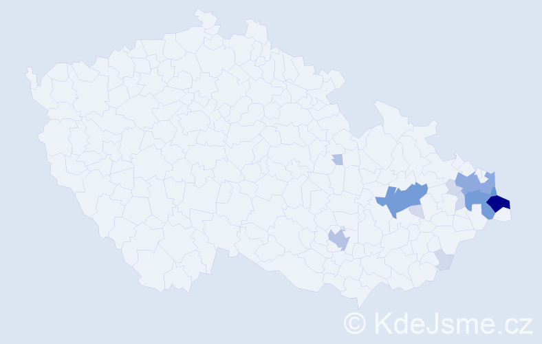 Příjmení: 'Kaczmarczyková', počet výskytů 49 v celé ČR