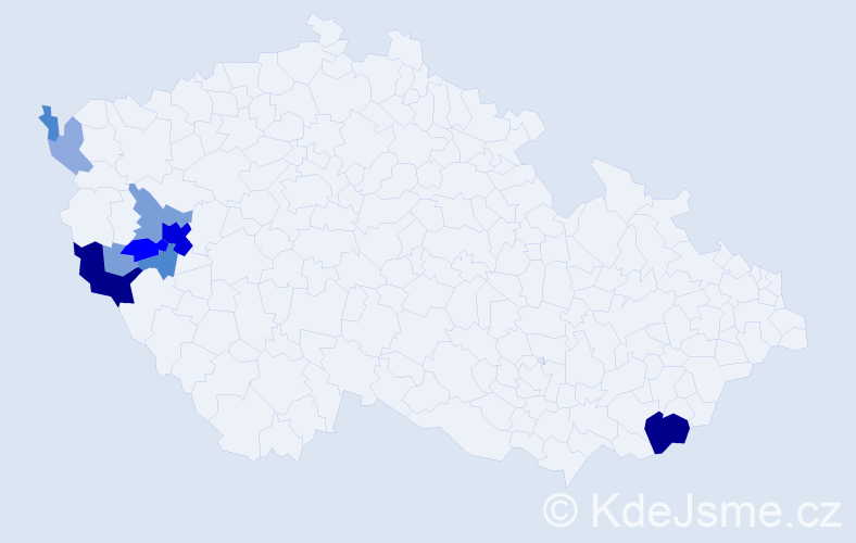 Příjmení: 'Bohmannová', počet výskytů 36 v celé ČR