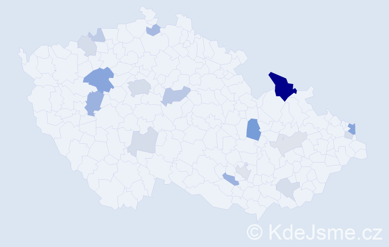 Příjmení: 'Krajčiová', počet výskytů 42 v celé ČR