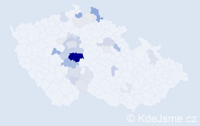 Příjmení: 'Rabiňáková', počet výskytů 104 v celé ČR