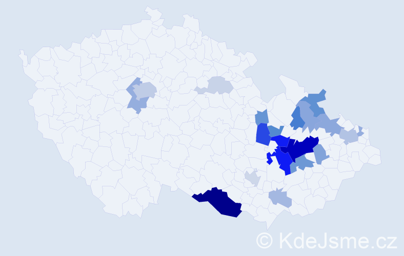 Příjmení: 'Kabilka', počet výskytů 62 v celé ČR