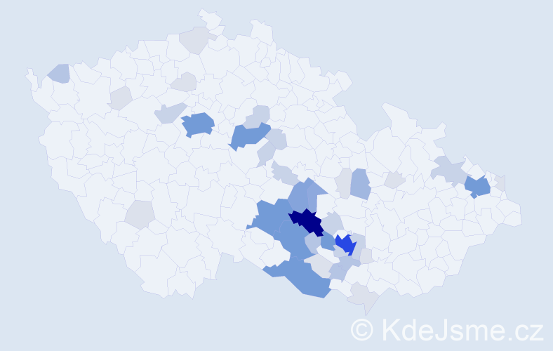 Příjmení: 'Kejdová', počet výskytů 150 v celé ČR